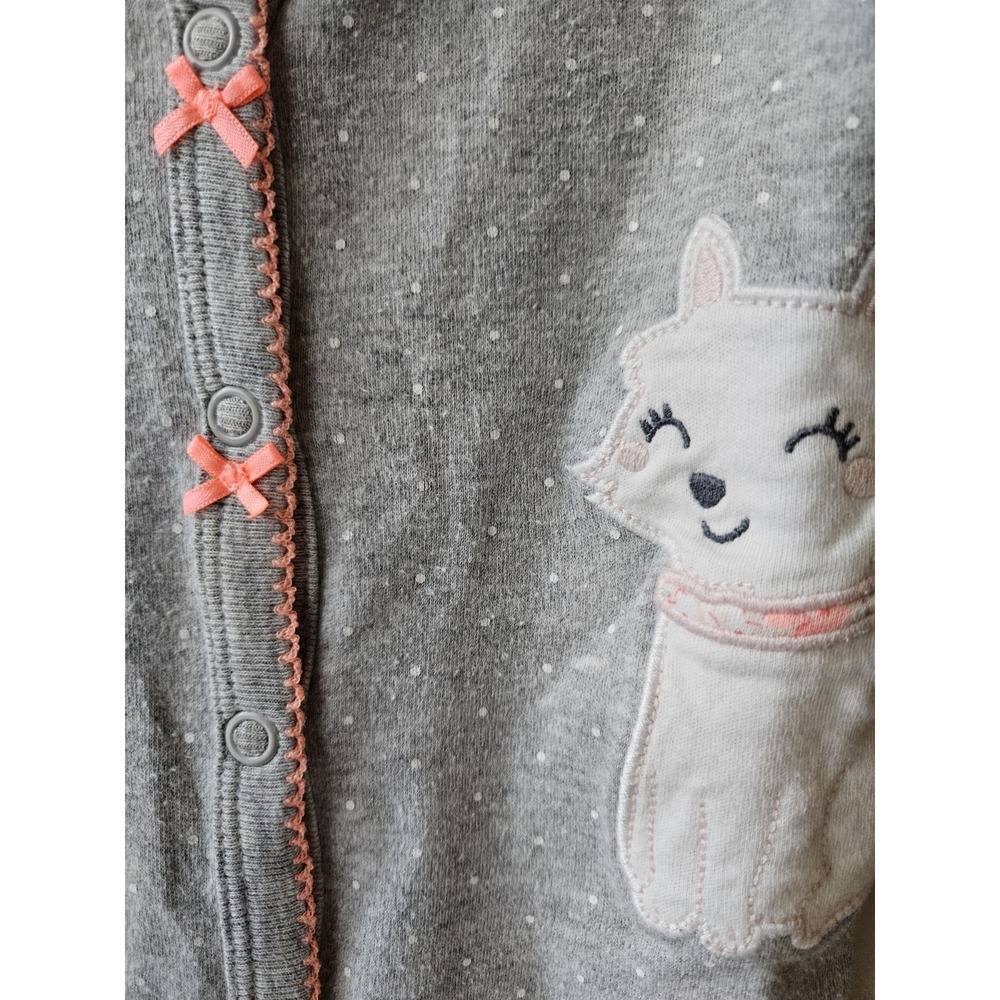 Carter's Baby Girl Size 6 Months 100% Cotton Gray & White Kitten‎ Pajamas - Picture 3 of 8